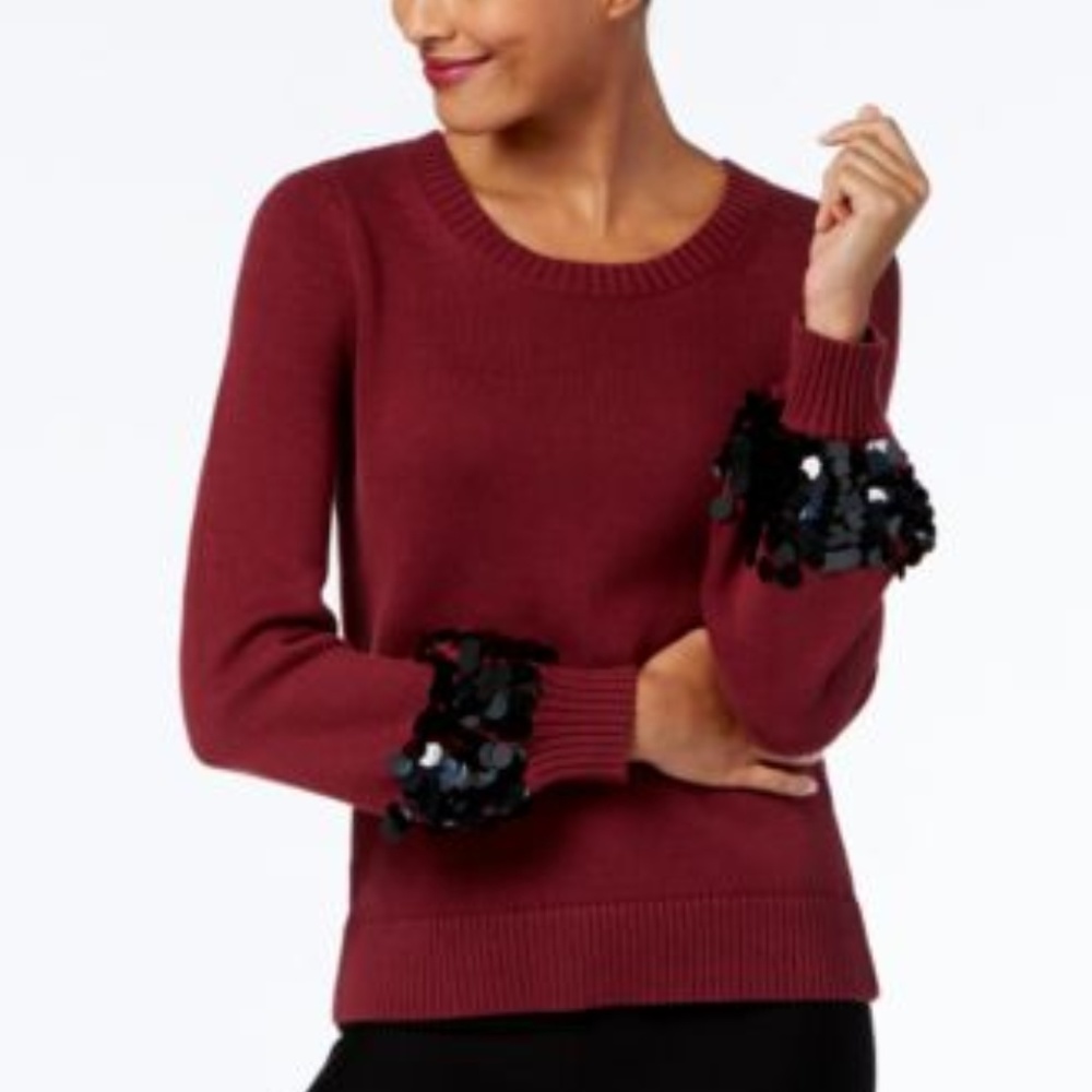 Michael  Kors Women Sweater Cotton Sequin-Cuff